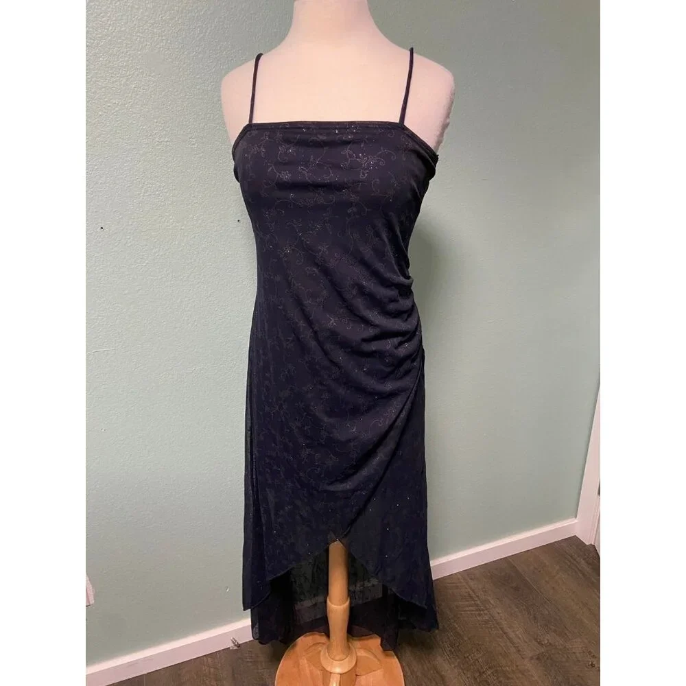 Vintage Rocket Candy Women's Navy Glitter High‎ Low Dress Size Large